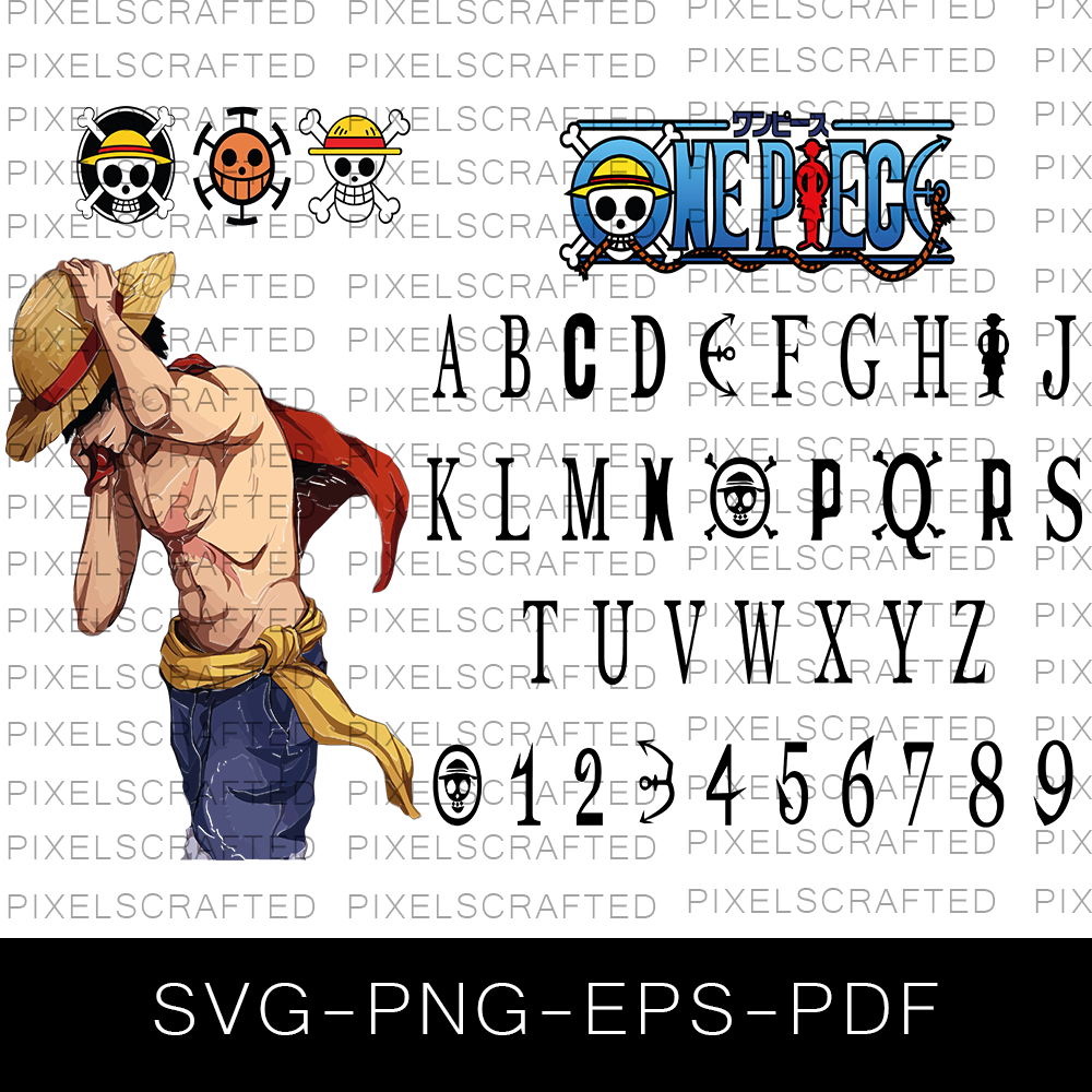 One Piece Font SVG Bundle, One Piece Alphabet, Letters, One Piece SVG Bundle