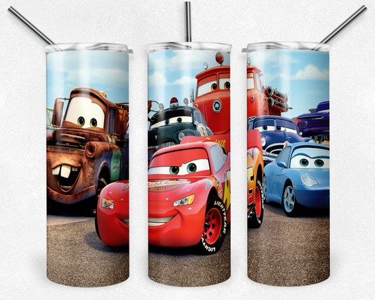 Disney Cars 20oz Sublimation Tumbler Designs, Lightning Mcqueen Straight Skinny Tumbler Wrap PNG