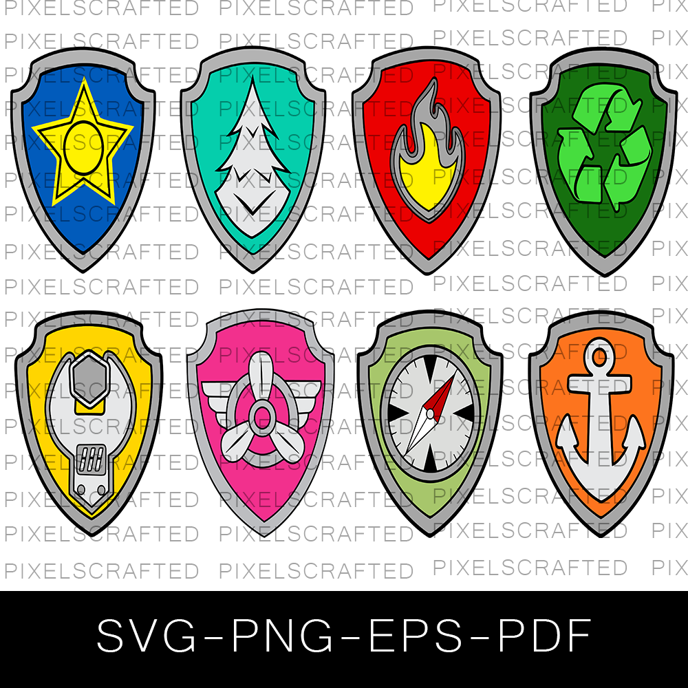 Paw Patrol Emblem SVG Bundle, Paw Patrol Symbol Cut file, Clipart, Cartoon Dog SVG Bundle