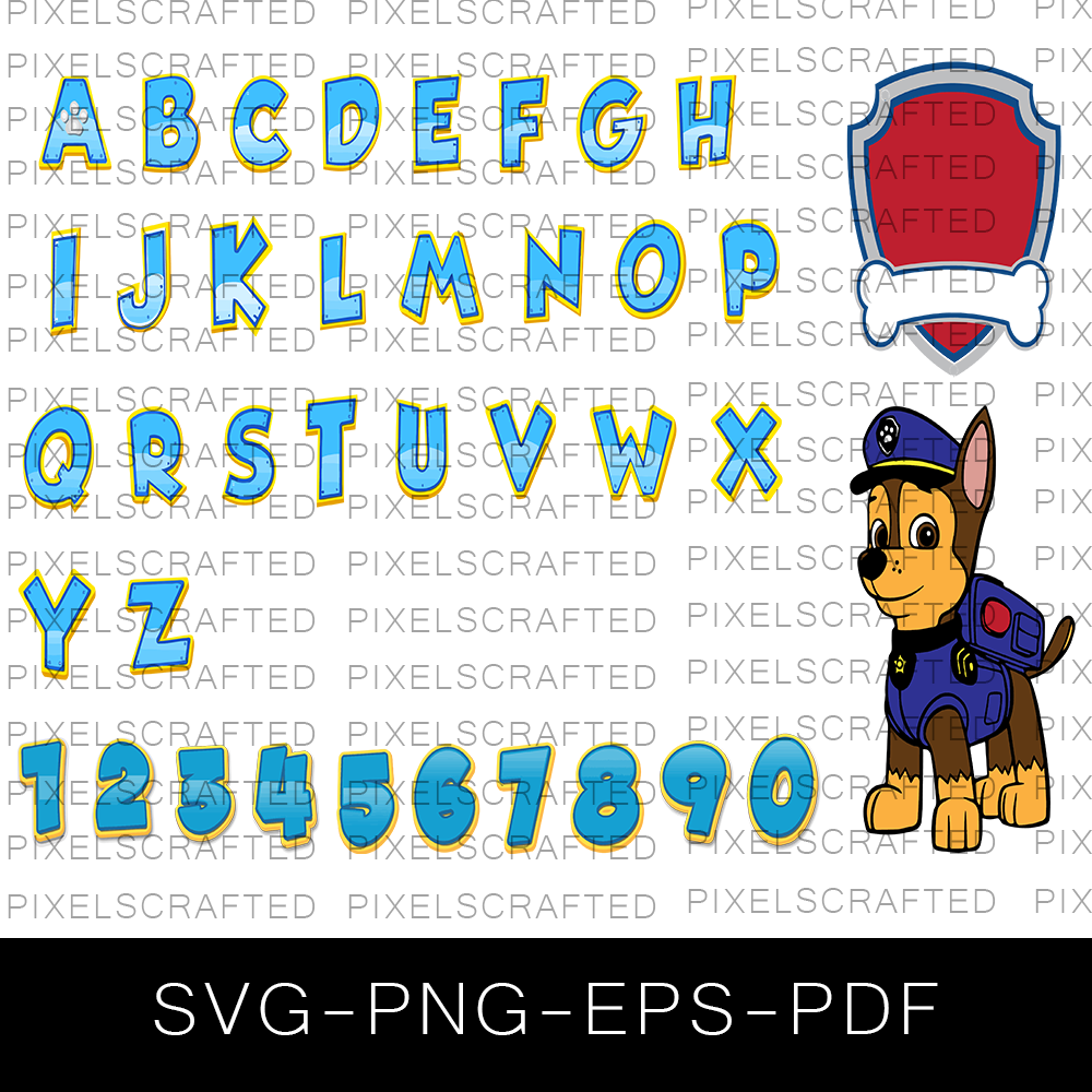 Paw Patrol Font SVG Bundle, Paw Patrol Alphabet, Letters, Paw Patrol SVG Bundle