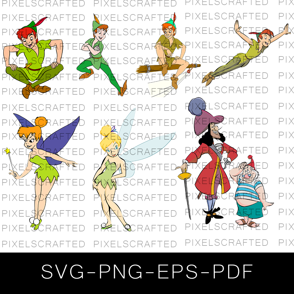 Peter Pan SVG Bundle, Peter Pan Cut file, Clipart, Tinker Bell SVG Bundle