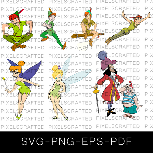 Peter Pan SVG Bundle, Peter Pan Cut file, Clipart, Tinker Bell SVG Bundle