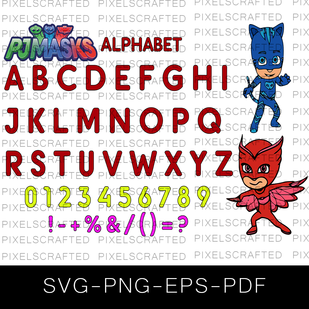 Pj Mask Font SVG Bundle, Pj Mask Alphabet, Pj Mask Letters, PJ Masks SVG Bundle