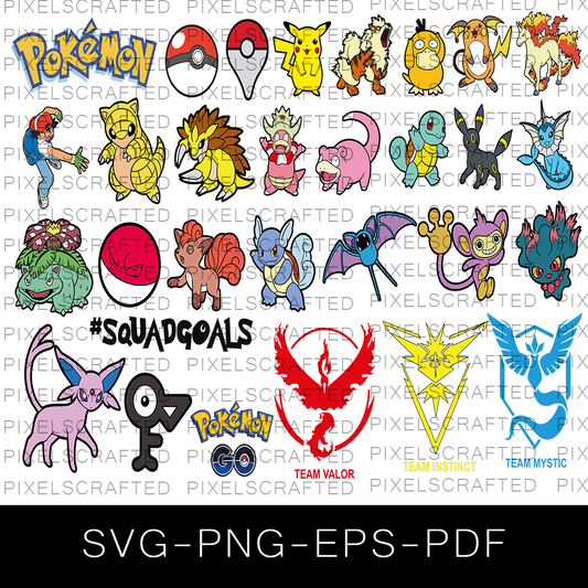 Pokemon SVG Bundle, Pokemon Cut file, Clipart, Pikachu SVG Bundle