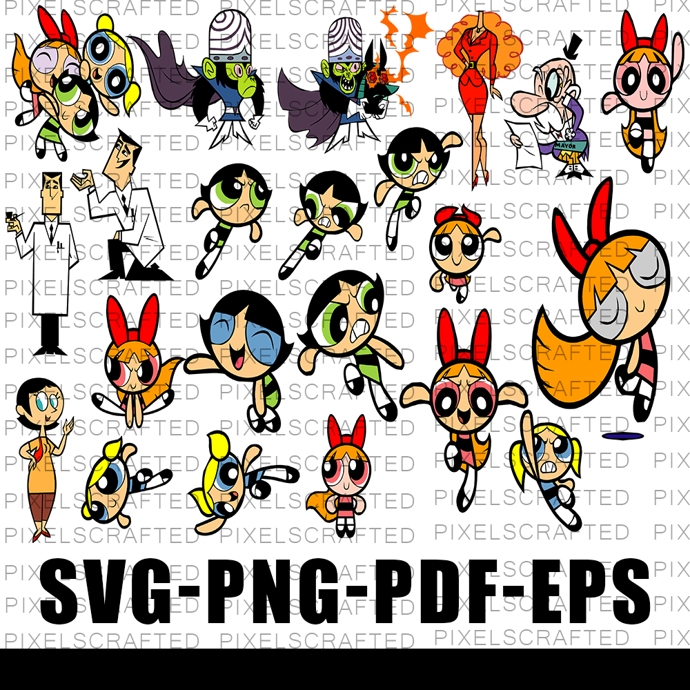 Powerpuff Girls SVG Bundle, Powerpuff Girls Cut file, Clipart