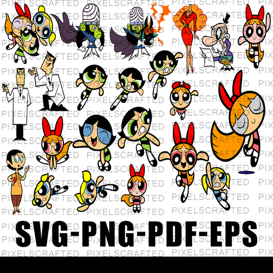 Powerpuff Girls SVG Bundle, Powerpuff Girls Cut file, Clipart