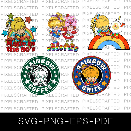 Rainbow Brite SVG Bundle, Rainbow Brite Cut file, Clipart, 90s Cartoon SVG Bundle