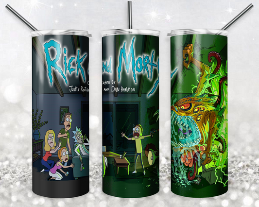 Rick and Morty 20oz Sublimation Tumbler Designs, Rick and Morty Straight Skinny Tumbler Wrap PNG