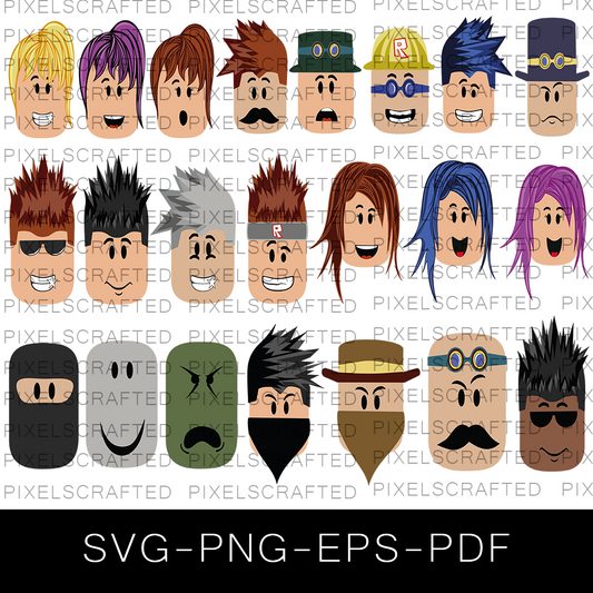 Roblox Face SVG Bundle, Roblox Cut file, Clipart, Roblox SVG Bundle