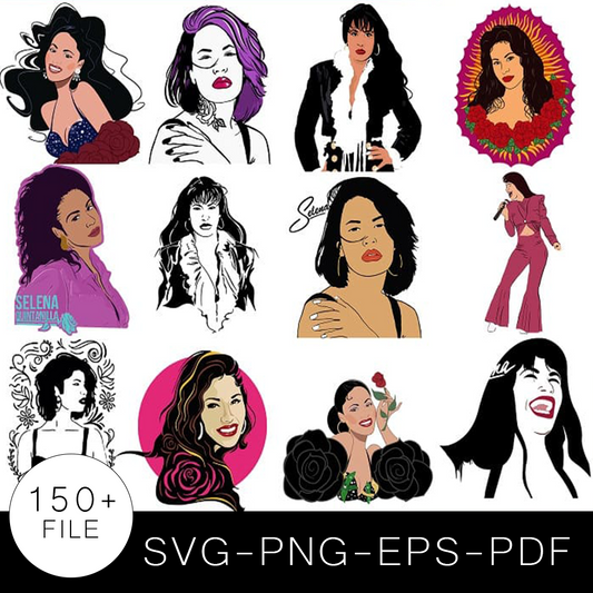 Selena Quintanilla SVG Bundle, Selena Quintanilla Cut file, Clipart, Pop Music Artist SVG Bundle