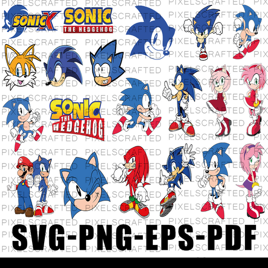 Sonic SVG Bundle, Sonic The Hedgehog Cut file, Clipart