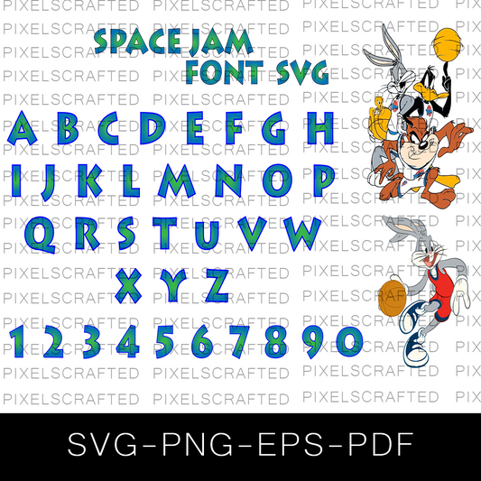 Space Jam Font SVG Bundle, Space Jam Alphabet, Clipart, Basketball SVG Bundle