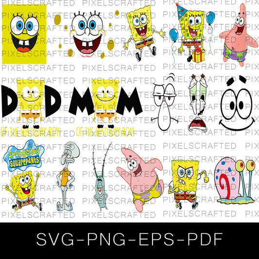 Sponge Bob SVG Bundle, Sponge Bob Cut file, Clipart