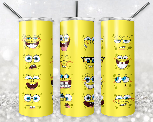 Sponge Bob 20oz Sublimation Tumbler Designs, Cartoon Straight Skinny Tumbler Wrap PNG