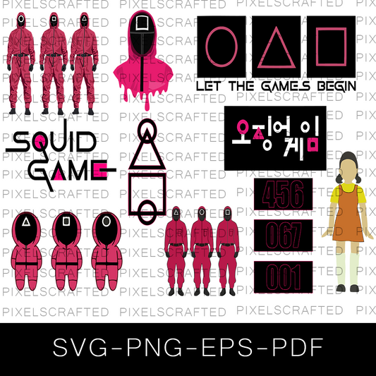 Squid Game SVG Bundle, Squid Game Cut file, Clipart