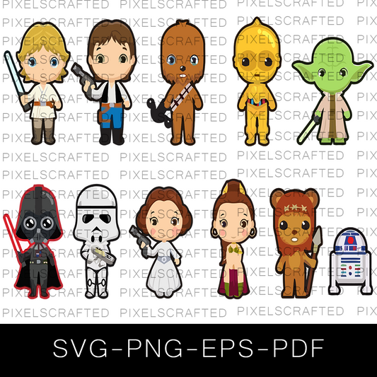 Cute Star Wars SVG Bundle, Little Star Wars Cut file, Clipart