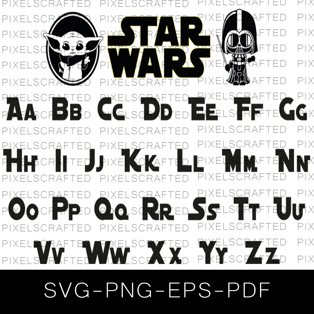 Star Wars Font, Star Wars Alphabet, Letters, Star Wars SVG Bundle