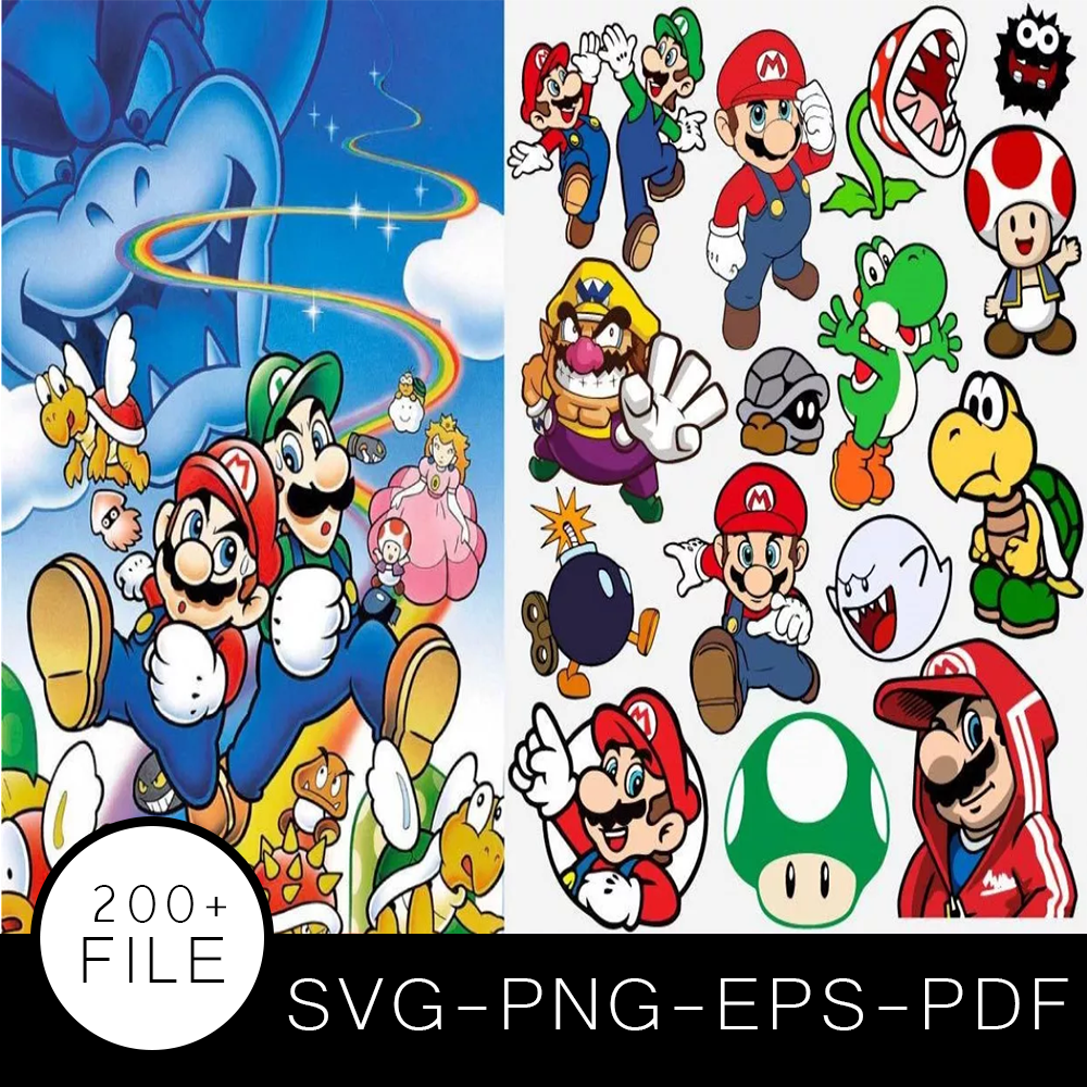 Super Mario SVG Bundle, Super Mario Cut file, Super Mario Clipart, 90s ...