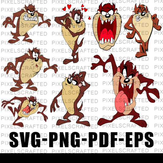 Tazmanian Devil SVG Bundle, Tazmanian Devil Cut file, Clipart