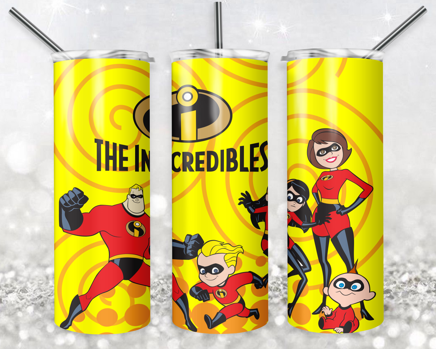 The Incredibles 20oz Sublimation Tumbler Designs, The Incredibles Straight Skinny Tumbler Wrap PNG