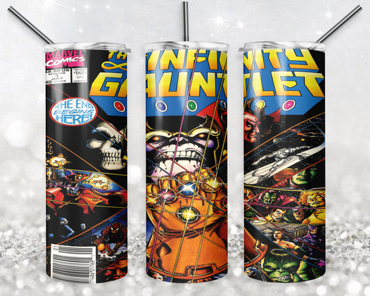 Infinity Gauntlet 20oz Sublimation Tumbler Designs, Comic Straight Skinny Tumbler Wrap PNG