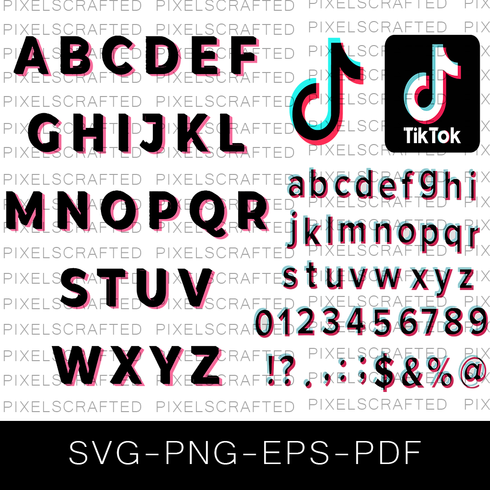 TikTok Alphabet SVG Bundle, Tiktok Font, Letters, Tiktok SVG Bundle