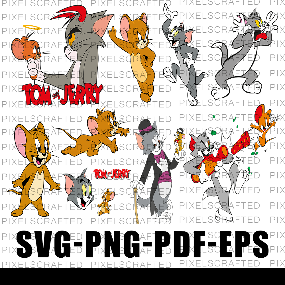 Tom and Jerry SVG Bundle, Tom and Jerry Cut file, Clipart