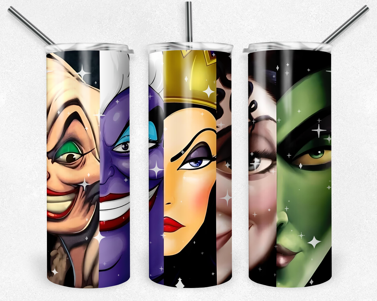 Disney Villain 20oz Sublimation Tumbler Designs, Maleficent Story Straight Skinny Tumbler Wrap PNG