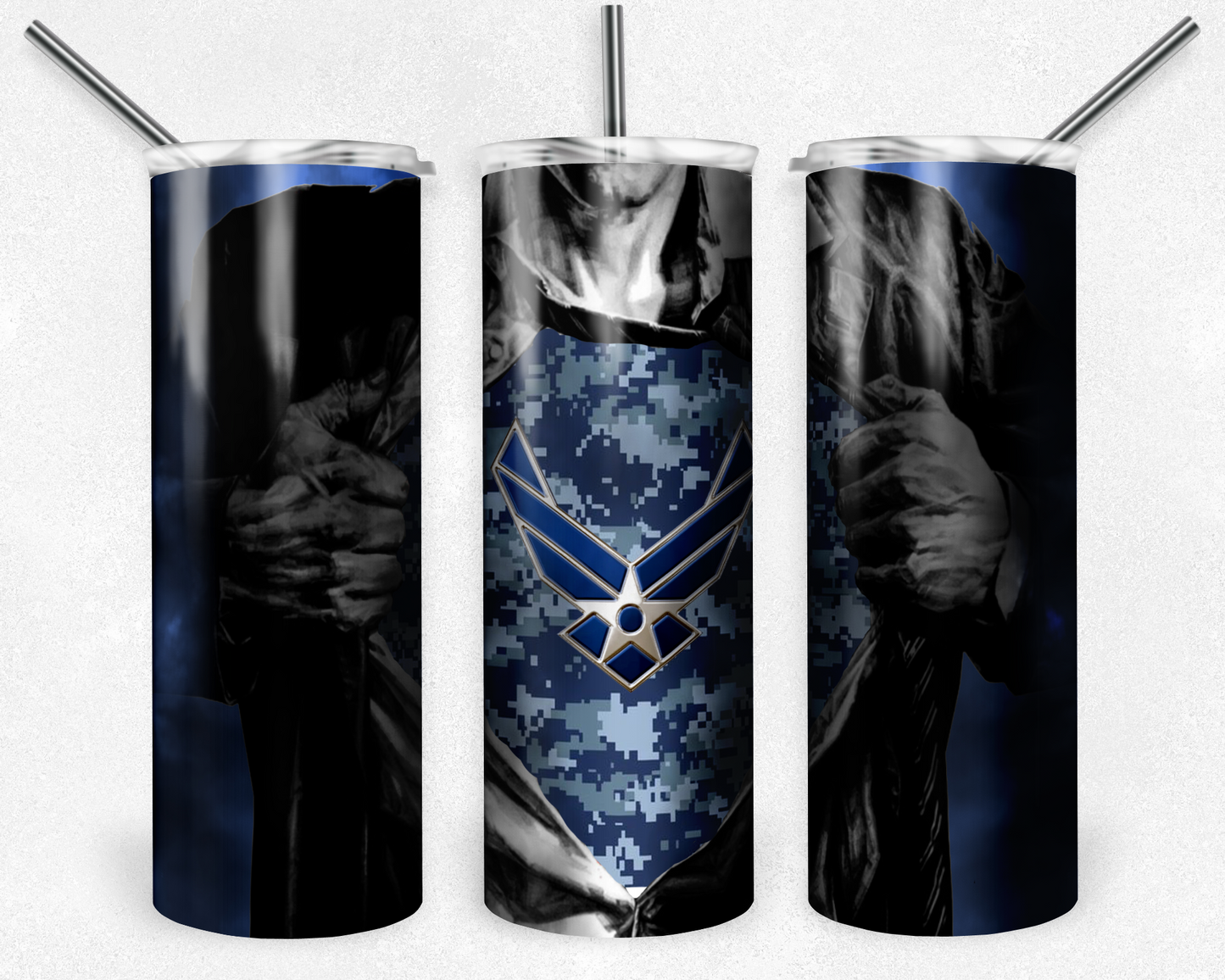 Air Force 20oz Sublimation Tumbler Designs, Air Force Straight Skinny Tumbler Wrap PNG