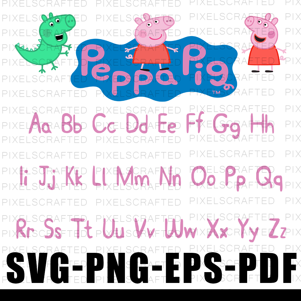 Peppa Pig Font SVG, Peppa Pig Vector, Peppa Pig Cut file