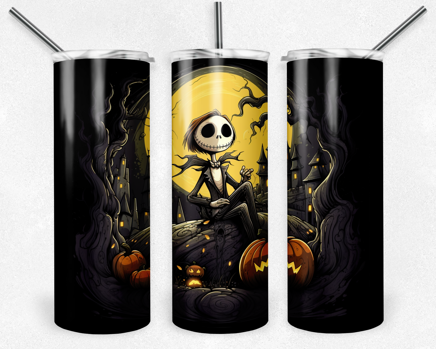 Jack Skellington 20oz Sublimation Tumbler Designs, Nightmare Before Christmas Straight Skinny Tumbler Wrap PNG