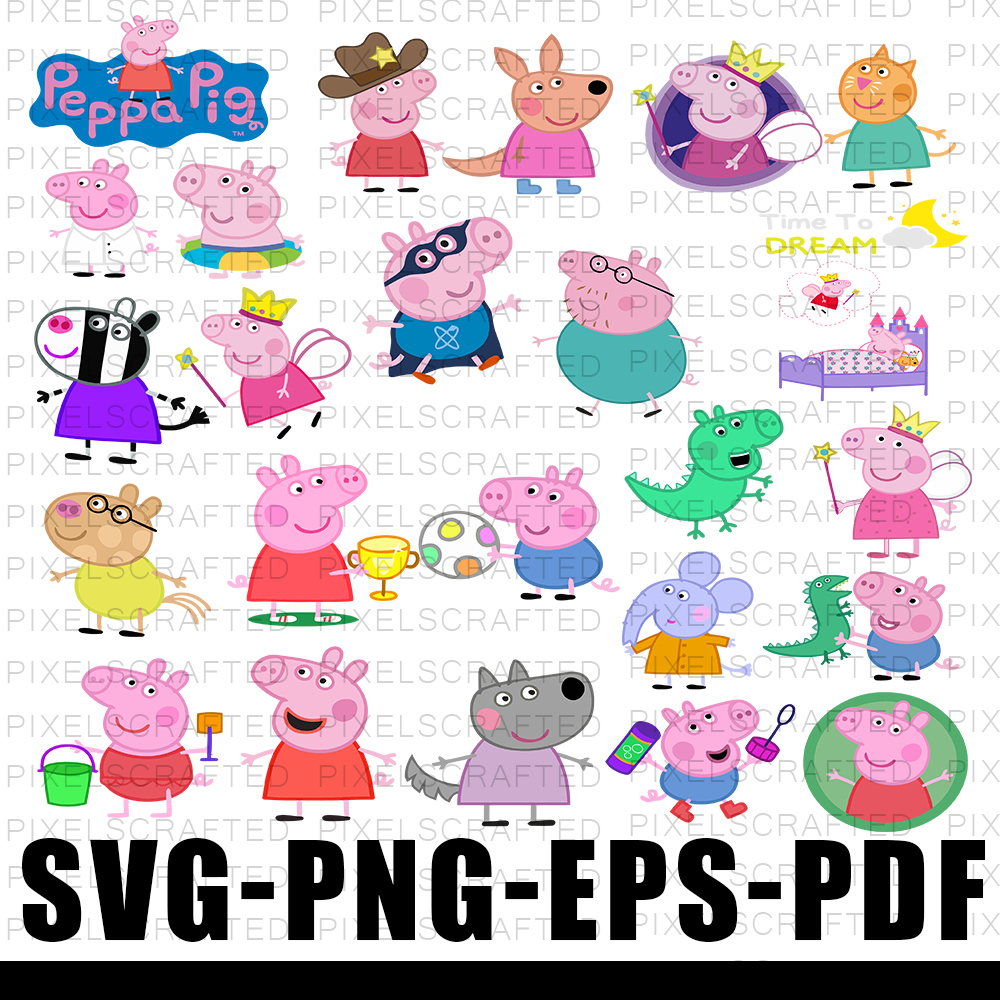 Peppa Pig SVG Bundle, Peppa Pig Vector, Peppa Pig Cut file – PixelsCrafted