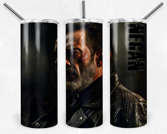 Negan 20oz Sublimation Tumbler Designs, The Walking Dead Straight Skinny Tumbler Wrap PNG