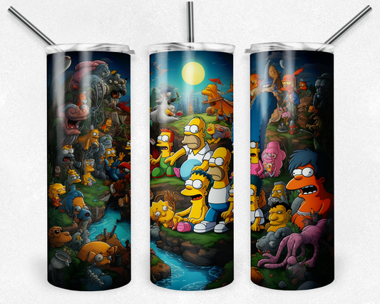 The Simpsons 20oz Sublimation Tumbler Designs, Simpsons Straight Skinny Tumbler Wrap PNG