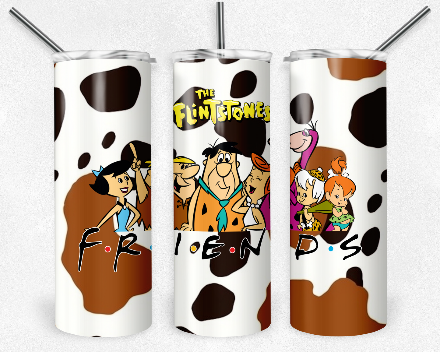 Flintstones 20oz Sublimation Tumbler Designs, Flintstones Straight Skinny Tumbler Wrap PNG