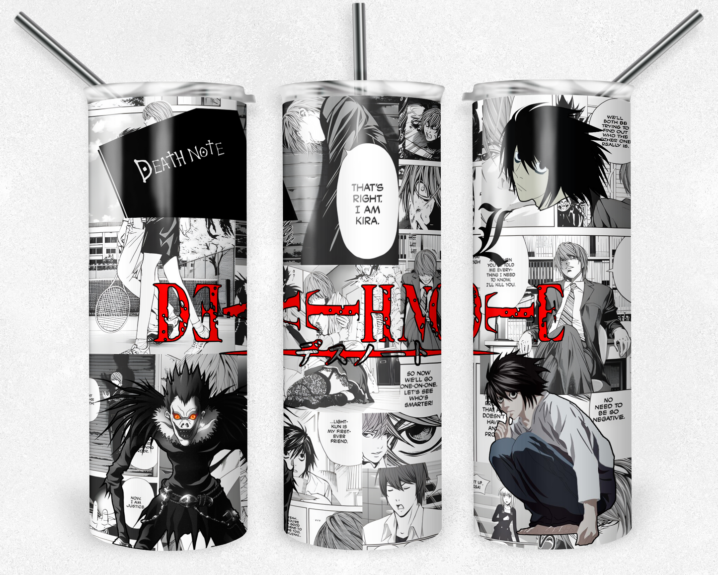 Death Note 20oz Sublimation Tumbler Designs, Anime Straight Skinny Tumbler Wrap PNG