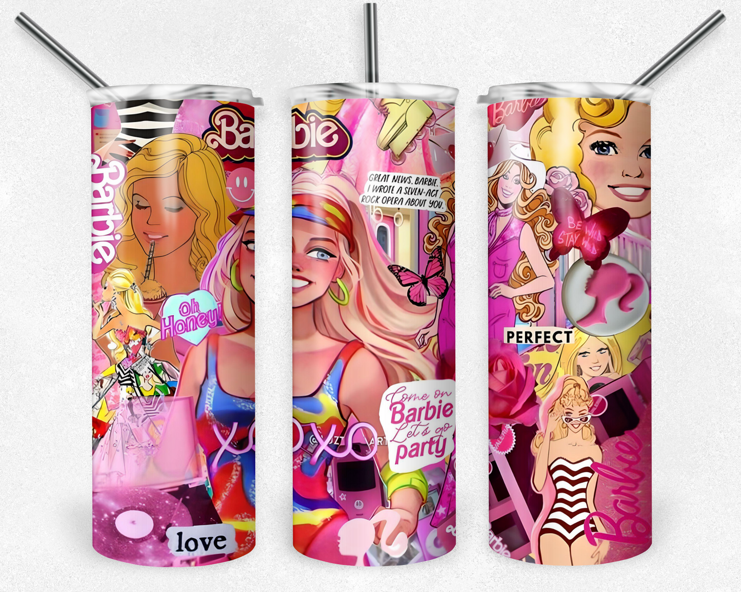 Barbie 20oz Sublimation Tumbler Designs, Barbie Straight Skinny Tumbler Wrap PNG