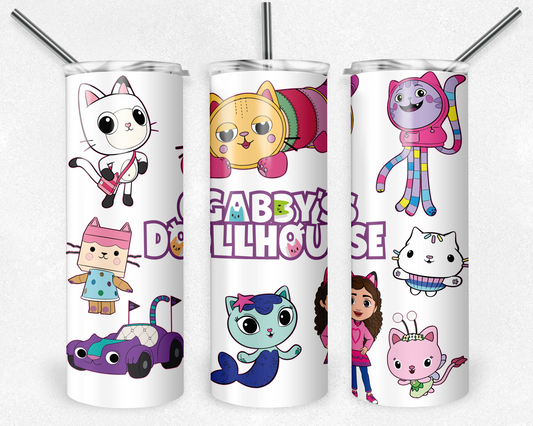 Gabbys Dollhouse 20oz Sublimation Tumbler Designs, Gabbys Dollhouse Straight Skinny Tumbler Wrap PNG