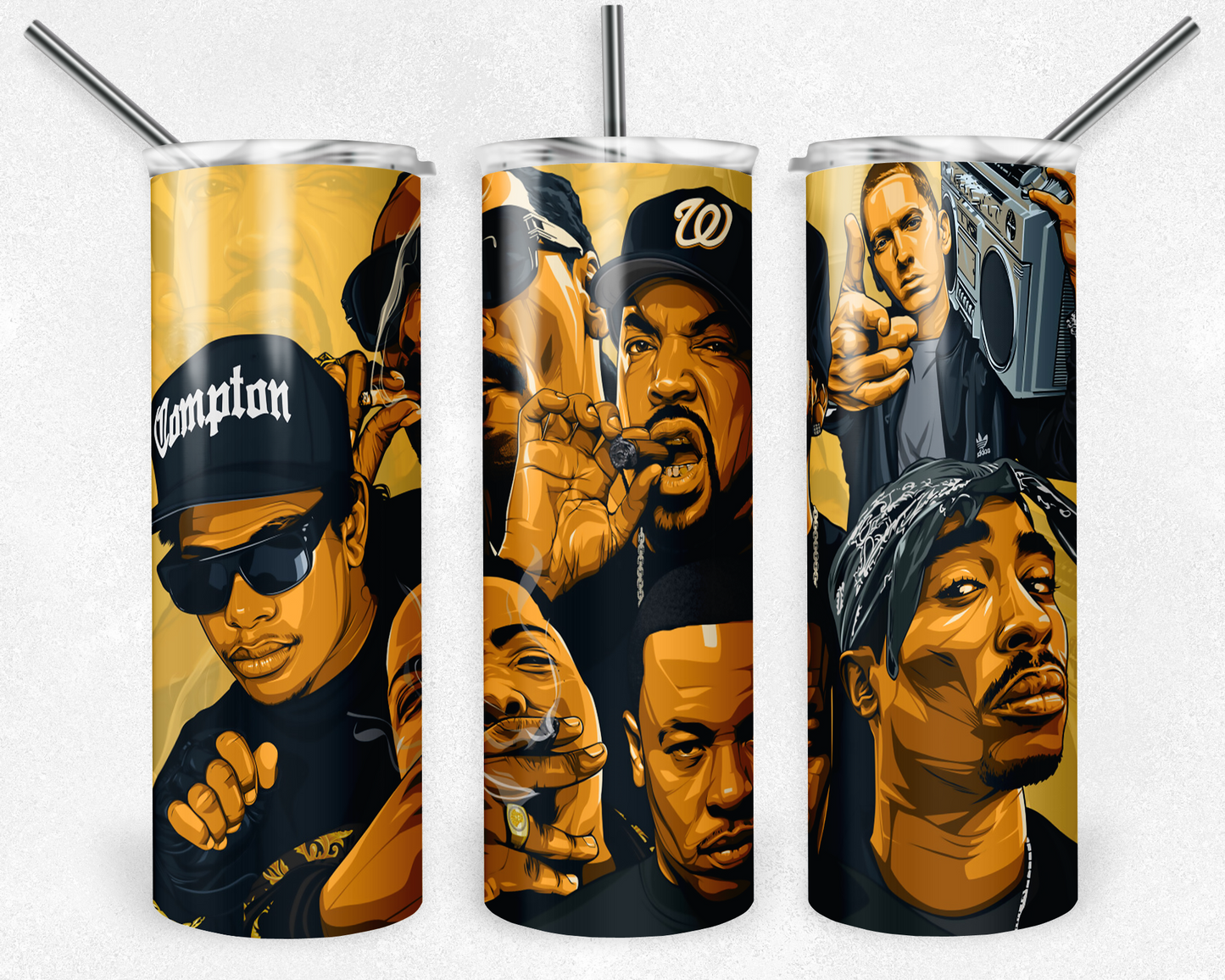 Rap Legends 20oz Sublimation Tumbler Designs, Rapper Straight Skinny Tumbler Wrap PNG