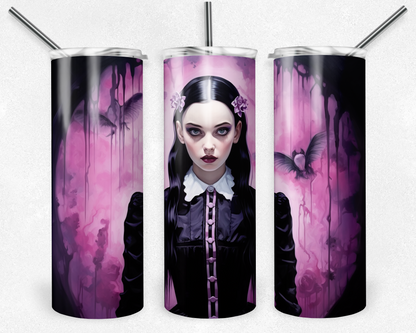 Wednesday 20oz Sublimation Tumbler Designs, Wednesday Straight Skinny Tumbler Wrap PNG