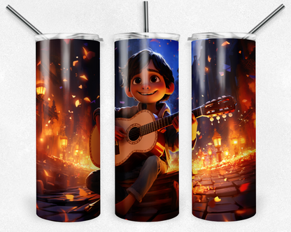 Disney Coco 20oz Sublimation Tumbler Designs, Coco Straight Skinny Tumbler Wrap PNG