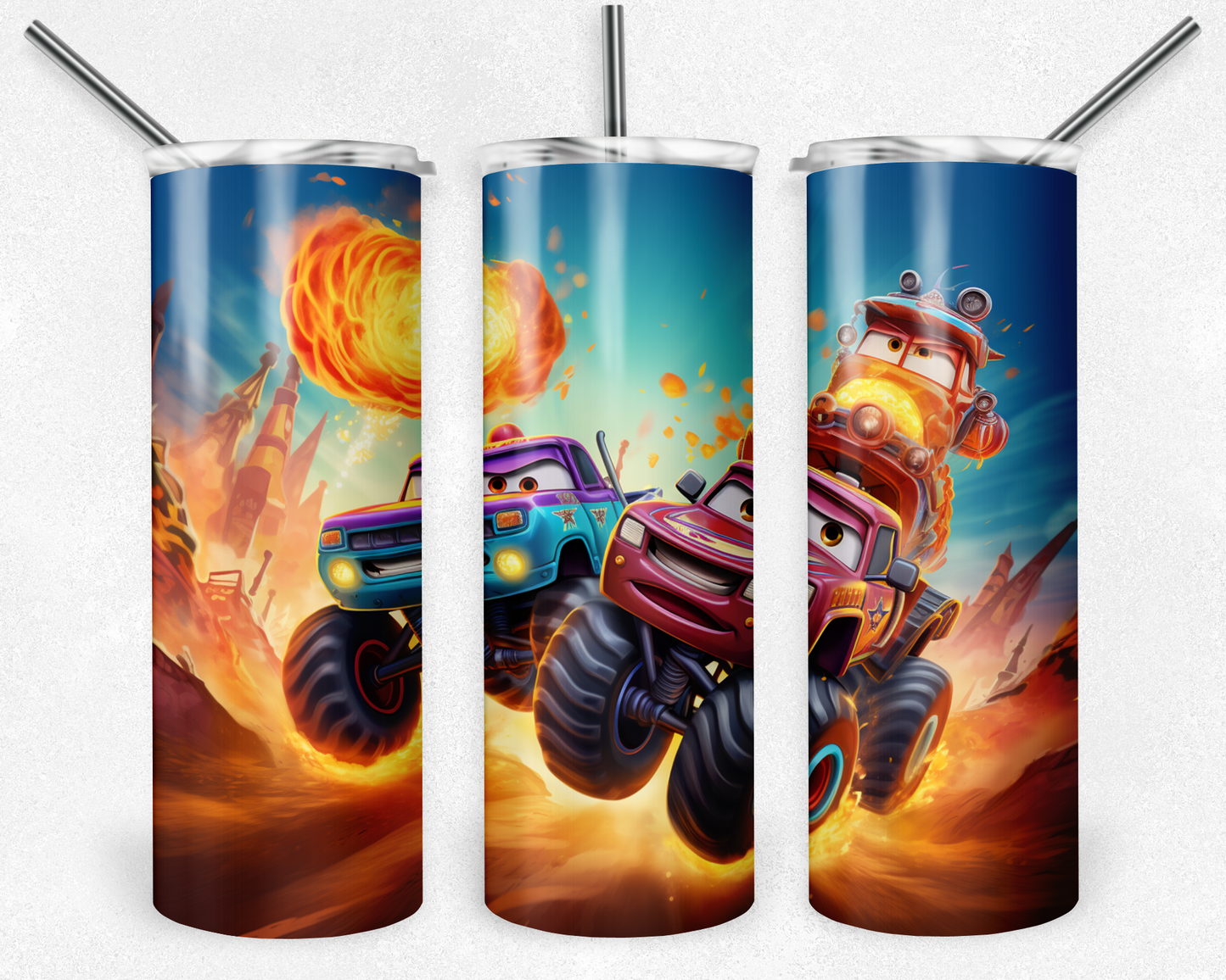 Blaze and the Monster Machines 20oz Sublimation Tumbler Designs, Monster Truck Straight Skinny Tumbler Wrap PNG