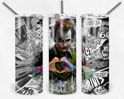 Joker 20oz Sublimation Tumbler Designs, Villain Straight Skinny Tumbler Wrap PNG