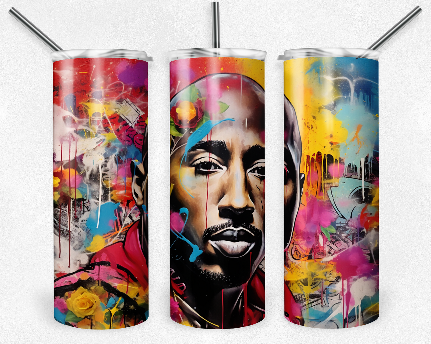 Tupac 20oz Sublimation Tumbler Designs, 2Pac Straight Skinny Tumbler Wrap PNG