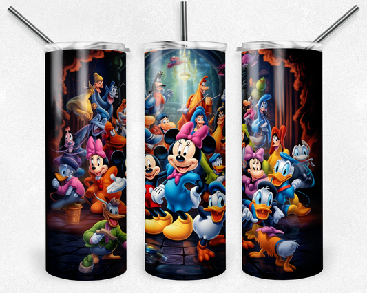 Disney 20oz Sublimation Tumbler Designs, Disney Cartoon Straight Skinny Tumbler Wrap PNG