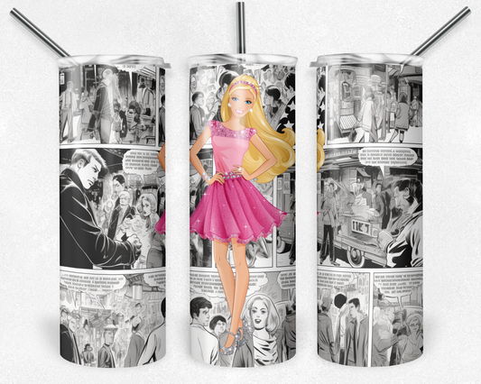 Barbie 20oz Sublimation Tumbler Designs, Barbie Straight Skinny Tumbler Wrap PNG