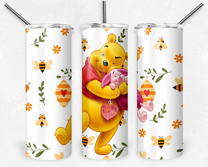 Winnie the Pooh 20oz Sublimation Tumbler Designs, Cartoon Straight Skinny Tumbler Wrap PNG