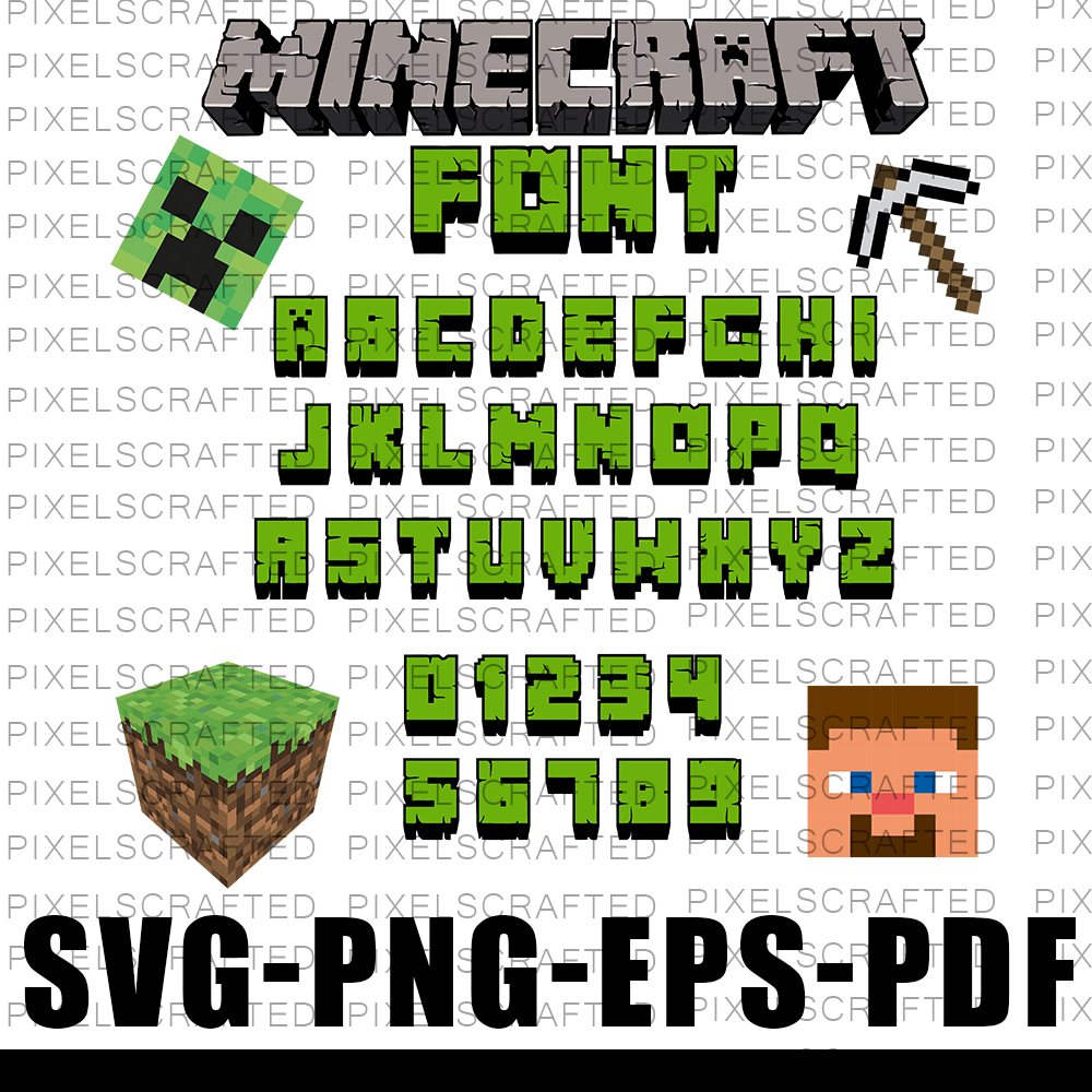 Minecraft Font SVG, Minecraft Alphabet, Minecraft Letters – PixelsCrafted