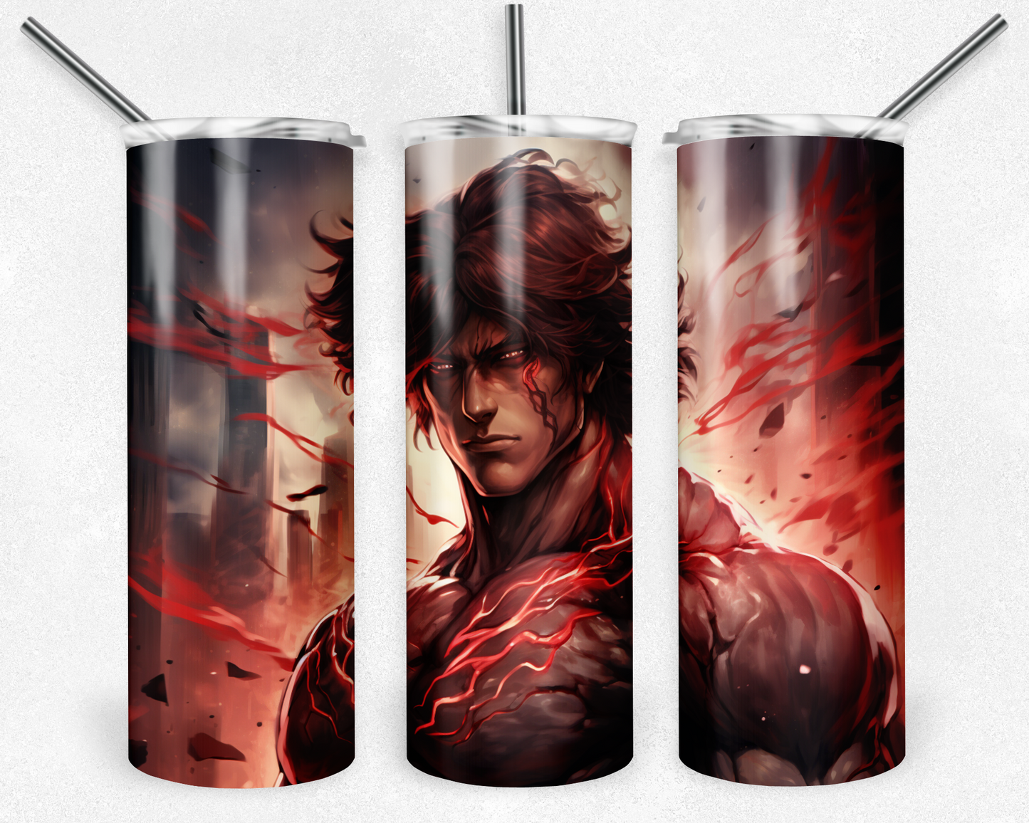 Baki the Grappler 20oz Sublimation Tumbler Designs, Baki the Grappler Straight Skinny Tumbler Wrap PNG