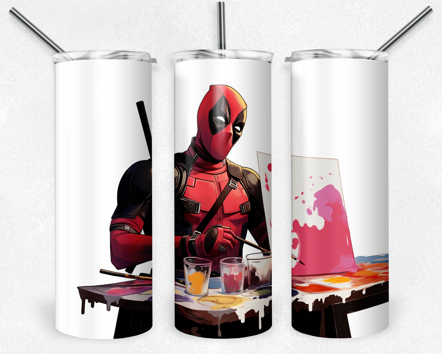 Deadpool 20oz Sublimation Tumbler Designs, Superhero Straight Skinny Tumbler Wrap PNG